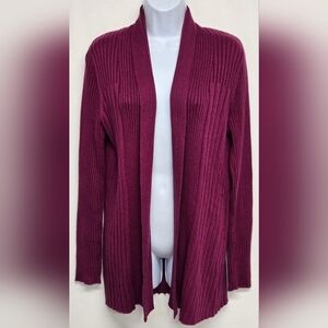 Croft & Barrow M Open Front Cardigan Sweater Ribbed Longer Length Long Sleeve